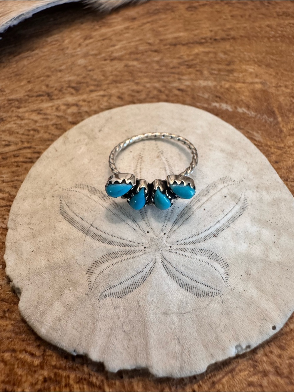 Sterling Silver Turquoise Teardrop Stacker Ring